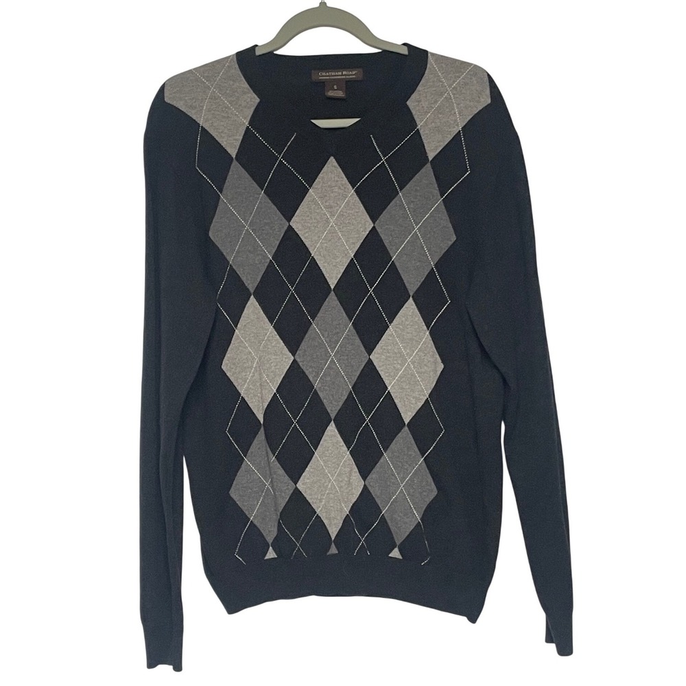 Chatham‎ Road Cashmere Argyle Crewneck Sweater Mens Small